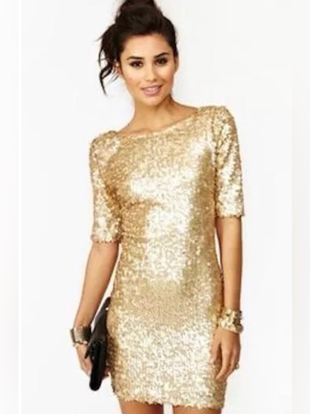 Ark & Co Gold Sequin Mini Shift Dress